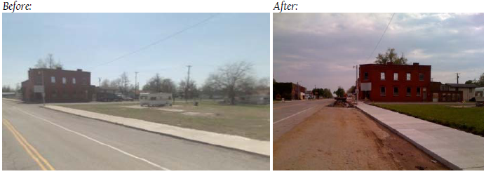 Before and After Picture of the Sidewalk to Nowhere