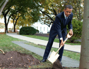 Obama Shoveling at White House (Source: The John Batchelor Show)