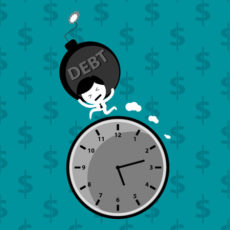 43585654 - man bearing debt bomb run out of time financial problem vector concept
