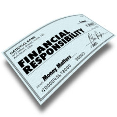36059289 - financial responsibility words on a check as payment of money owed such as bills, mortgage or credit card debt
