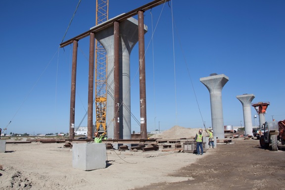 Construction of California High Speed Rail Viaduct in Fresno